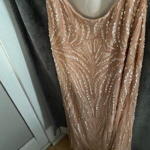 Elegant Sequin Evening Dress in Champagne